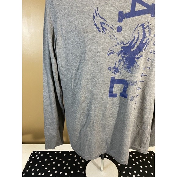 American Eagle Athletic Fit Gray With Blue Logo long Sleeve T Shirt Size M - Picture 7 of 16